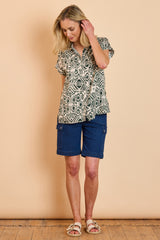 Stretch Denim Combat Shorts