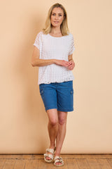 Stretch Denim Combat Shorts