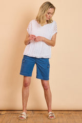 Stretch Denim Combat Shorts