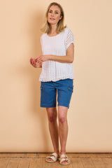 Stretch Denim Combat Shorts