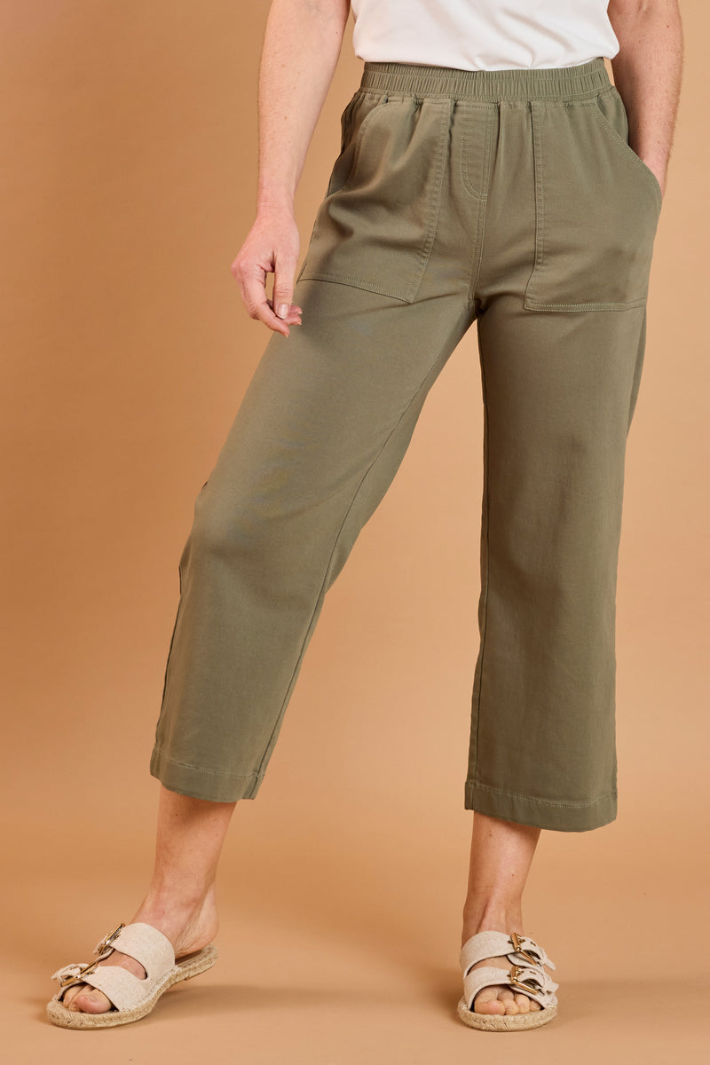 Cotton Washed Straight Leg Cropped Trousers – Emreco