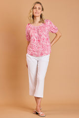 Cotton Washed Straight Leg Cropped Trousers