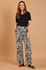 Wide Leg Palm Print Trousers