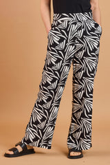 Wide Leg Abstract Print Trousers