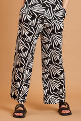 Wide Leg Abstract Print Trousers