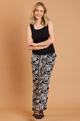 Wide Leg Abstract Print Trousers