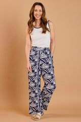 Wide Leg Abstract Print Trousers