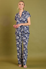Wide Leg Abstract Print Trousers
