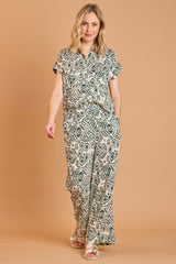 Wide Leg Aztec Print Trousers