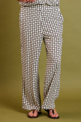 Wide Leg Circle Tile Print Trousers