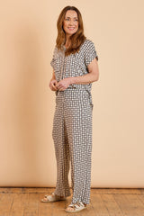 Wide Leg Circle Tile Print Trousers