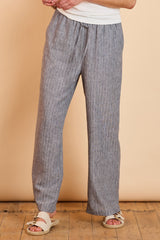 Metallic Stripe Linen-Look Trousers