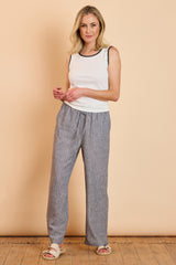 Metallic Stripe Linen-Look Trousers