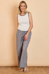 Metallic Stripe Linen-Look Trousers