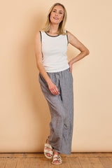 Metallic Stripe Linen-Look Trousers