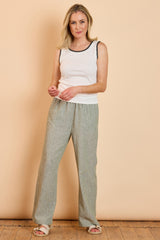 Metallic Stripe Linen-Look Trousers