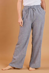 Thin Striped Linen Look Trousers