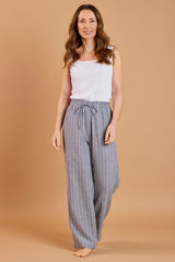 Thin Striped Linen Look Trousers