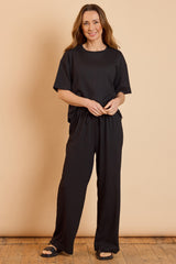 Wide Leg Crinkle Trousers