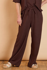 Wide Leg Crinkle Trousers