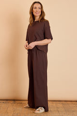 Wide Leg Crinkle Trousers