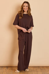 Wide Leg Crinkle Trousers