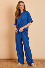 Wide Leg Crinkle Trousers