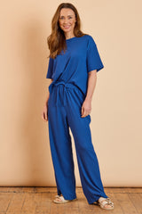 Wide Leg Crinkle Trousers
