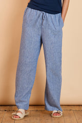 Plain Linen-Look Trousers