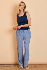 Plain Linen-Look Trousers