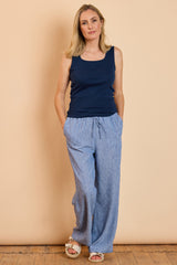 Plain Linen-Look Trousers