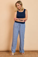 Plain Linen-Look Trousers