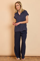 Plain Linen-Look Trousers