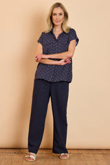 Plain Linen-Look Trousers