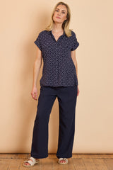 Plain Linen-Look Trousers