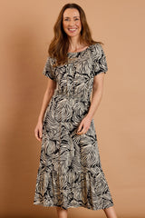 Palm Print Off The Shoulder Dress