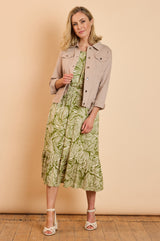 Palm Print Off The Shoulder Dress