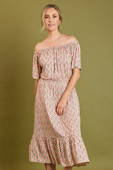 Printed Off The Shoulder Dress