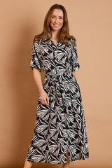 Maxi Palm Print Shirt Dress
