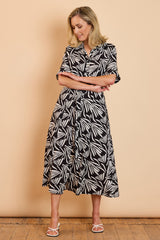Maxi Palm Print Shirt Dress