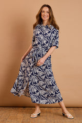 Maxi Palm Print Shirt Dress