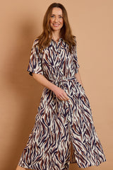 Maxi Animal Print Shirt Dress