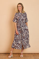 Maxi Animal Print Shirt Dress