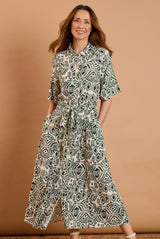 Maxi Aztec Print Shirt Dress