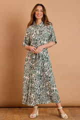 Maxi Aztec Print Shirt Dress