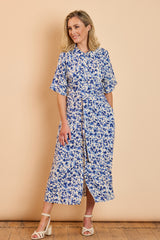 Maxi Floral Print Shirt Dress