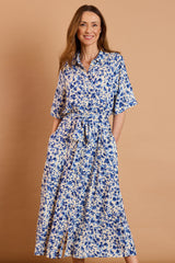 Maxi Floral Print Shirt Dress