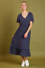 Geo Print Tiered Midi Dress