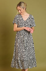 Floral Print Tiered Midi Dress
