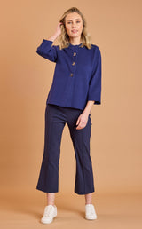 Cropped Plain Coatigan